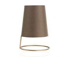 Pauleen 48001 sobremesa Shiny Circle máx. 20W E14 Lámpara para mesita de Noche Oro marrón Metal/Tela sin Bombilla, Taupe