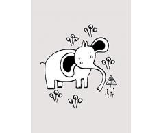 Komar Wandbild Von Scribble Elephant | Poster, Bild, Wohnzimmer, Schlafzimmer, Dekoration, Kunstdruck | ohne Rahmen | P104D-30x40 fotomural, Negro, Blanco