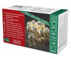 Konstsmide LED guirnalda, gran árbol de Navidad bolas de metal, 10 diodos de luz blanca cálida, funciona con pilas, interior, 3 x AA 1,5 V exklusive, cable transparente 3157-303