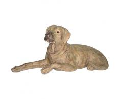 Better & Best Figura Decorativa de Perro Tumbado con Pata doblada, de Resina, Color Blanco, Beige, 66.00x22.00x27.00 cm