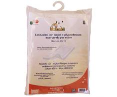 Bubabù - Sábana Bajera Lorenzo con Esquinas y Protector de colchón Integrado, Color Blanco, 60 x 130 cm