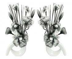 Flourish Diseño de flores de 794699 32 cm a juego Mini de remolino de flores artificiales en jarrón, negro/blanco