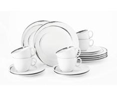 Seltmann Weiden 18 Piezas | Set para 6 Personas | Serie Paso Blanco | Servicio Incluye Cada 6 Plato de Desayuno, Taza, platillo de tÃ©, 0.22 litros, Porcelana
