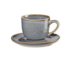 ASA Saisons 27110118 - Taza de cafÃ© con platillo de gres (0,09 L, 8,5 x 6,7 x 5,5 cm), color azul