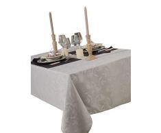 CALITEX Mantel Damasco Ombra Gris Perla Redondo 240 cm