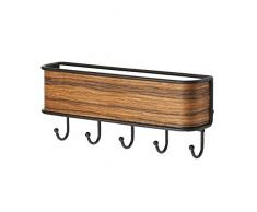 InterDesign -RealWood - Porta llaveros; Organizador de correspondencia, soporte de cartas; para recibidor, cocina - de pared - Satinado/acabado teca