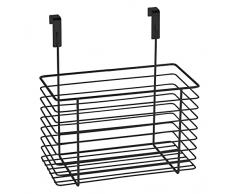WENKO Cesta colgante grande, cesta multiusos para colgar en cajÃ³n o puerta de armario, apto para cuarto de baÃ±o y cocina, sin taladrar, de metal con recubrimiento de polvo, 24 x 24,5 x 15 cm, negro
