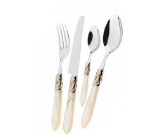 BUGATTI ALDAM-S4250 Aladdin - Cubertería de 24 Piezas (Acero y plástico, 39 x 27 x 5 cm), Color Marfil