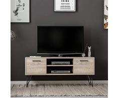 Homemania Mueble para TV, aglomerado melamínico, Metal, Madera, Negro