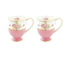 EASY LIFE 2Â âÂ Juego de Vasos, Porcelana, Multicolor, 18Â x 9Â x 11,5Â cm
