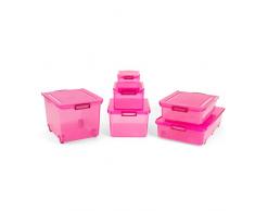 Tatay 1150312 Caja Multiusos con Ruedas, 60 l, Fucsia, 40.00x56.50x36.20 cm