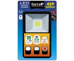 Garza Linterna proyector LED Recargable con baterÃa de hasta 12 Horas Que Hace de Power Bank luz frÃa 6500k y 450lm, 3 Modos Distintos de iluminación ip44, Negro, S
