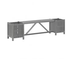 vidaXL Banco de JardÃ­n con 2 Jardineras Patio Exterior Macetero DecoraciÃ³n Recibidor Asiento Silla Duradero Estable Gris 150 cm Madera de Acacia