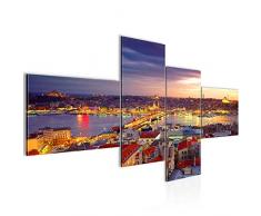 Runa Art 603141a - Cuadro de pared de Estambul (200 x 100 cm, lienzo de fieltro, formato XXL, 4 piezas, fabricado en Alemania, listo para colgar), color morado