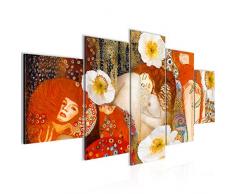 Imagen de Collage de Gustav Klimt â Lienzo de pared XXL formato pared imÃ¡genes de salÃ³n vivienda decoraciÃ³n impresiones artÃ­sticas naranja 5 piezas â Fabricado en Alemania â listo para colgar 018553a