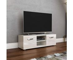 Vida Designs Cosmo TV de 2 Puertas, Moderno, Brillante, Mate, para salón, Mueble de 120 cm, Color Blanco, 120cm-No LED Lights