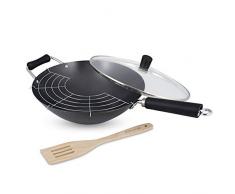 Ken Hom WKH431041 Wok, Color Negro, Acero al Carbono, 31 cm, 4 Pieces