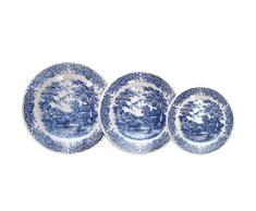 Tognana Old England Vajilla para 6 personas, 18 piezas, stoneware blanco es azul