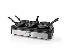 Nedis Juego de wok para fiestas, barbacoa, 6 personas, espÃ¡tula, ajustes de temperatura, revestimiento antiadherente, rectÃ¡ngulo