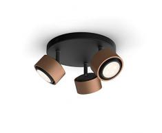 Philips myLiving 3 focos Ferano LED color bronce en metal, 4,3W y 430 lúmenes por foco equivalentes a 37W en incandescencia, luz blanca cálida