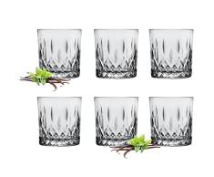 Glasmark KROSNO, 280 ml, juego de 6, vasos de whisky, cristalerÃa para bourbon, vasos de ginebra, copas de ron, cócteles, vidrio lijado, perfecto para el hogar, restaurantes y fiestas, juego de vasos