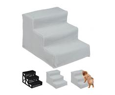 Relaxdays Escalera para Perro Pequeño o Grande, 3 Peldaños, Cama y Sofá, PP-Poliéster, 1 Ud, 30 x 35 x 45 cm, Gris