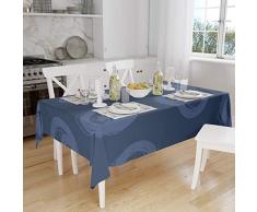 Bonamaison Decoración de Cocina, Poliéster, Antimoho, Secado rápido, Impermeable, Mantel, Azul, 140 x 160 Cm - Diseñado y Fabricado en TurquÃa