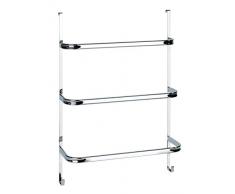 WENKO Toallero para puerta Irpinia cromo - Con 3 barras toalleras, simplemente colgarlo en la puerta o en la pared de la cabina de ducha, Acero, 54.5 x 77.5 x 21.5 cm, Cromo
