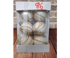 SHATCHI - 12 Bolas de Navidad Colgantes de Espuma Suave con Purpurina inastillable para decoración de Mesa de árbol de Navidad, Color Blanco, 4 cm