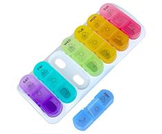 Caja de pastillas 7 dÃas por la mañana mediodÃa por la noche, pastillero 7 dÃas 3 compartimentos, compartimentos grandes, caja de medicamentos con vitaminas 7 dÃas, caja semanal de viaje