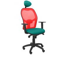 Piqueras Y Crespo (PIQU7) Silla Jorquera Malla roja Asiento Bali Verde Claro con cabecero Fijo Oficina, Talla Unica