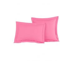 Home Cassiopee to80pe-roin â Juego de 2 Fundas de Almohada de 80 Hilos percal Rosa Indio 65 x 65 cm