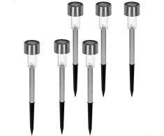 AKTIVE 61561, Pack de 6 Balizas de jardÃn solares Led, Estaca solar led, Luz continua entre 6 y 8 horas, Impermeable, farolas estacas solares, luces solares led exterior