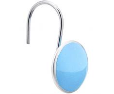 AmazonBasics - Ganchos para cortina de ducha, botón, azul claro