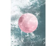 Komar Wandbild Von Solum Aqua | Poster, Bild, Wohnzimmer, Schlafzimmer, Dekoration, Kunstdruck | ohne Rahmen | P095A-30x40 fotomural, Rosa, Blau, WeiÃ