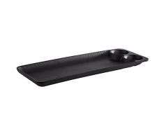 APS 85097 Nero - Bandeja de melamina con 2 cuencos integrados, bandeja para servir platos diversos, 41,0 x 15,0 x 2,5 cm