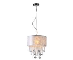 Naeve 6045123 - Lámpara de techo (metal y plástico, 1 bombilla E27, 60 W no incluida, con piedrecitas acrílicas, 150 x 40 x 150 cm), color blanco