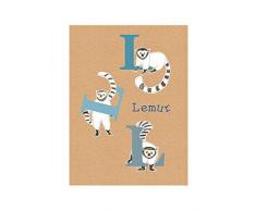 Komar Wandbild Von ABC Animal L | Poster, Bild, Wohnzimmer, Schlafzimmer, Dekoration, Kunstdruck | ohne Rahmen | P036L-40x50 fotomural, carbÃ³n