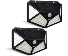 LEOFLA 2 focos de energÃ­a solar al aire libre con 100 LED con sensor de movimiento