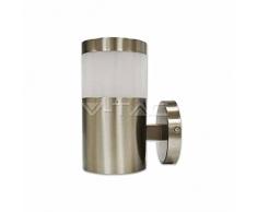 V-TAC VT-726 Apto para uso en interior Adecuado para uso en exteriores E27 Acero inoxidable iluminación de pared - Lámpara (Cepillado, Cilindro, E27, IP44, Acero inoxidable)
