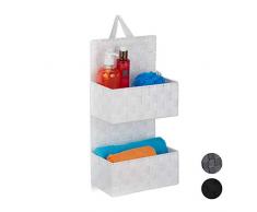 Relaxdays Organizador Colgante de baño, Dos estantes, PP, 48x25x15 cm, Blanco