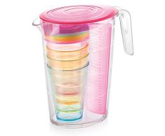 Tescoma Mydrink Jarra 4 Vasos con Tapa, Rosa, 23 x 13 x 23,2 cm