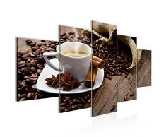 Runa Art 501851a - Cuadro de pared para cocina (200 x 100 cm, lienzo de fieltro, tamaÃ±o XXL, 5 piezas, fabricado en Alemania, listo para colgar), color marrÃ³n