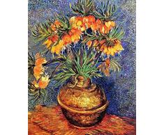 Cuadro Fritillaries en un jarrón de cobre. Impresión digital sobre lienzo. Pintura de Vincent Van Gogh