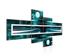 102141b - Cuadro de pared (200 x 100 cm, lienzo de fieltro, formato XXL, 4 piezas, fabricado en Alemania, listo para colgar), color turquesa