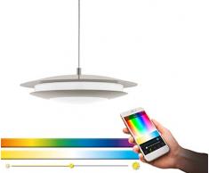 EGLO Lámpara colgante LED Moneva-C de Connect, 1 foco, de acero y plástico, en níquel mate, blanco con cambio de temperatura (cálido, neutro, frío), RGB, regulable, diámetro de 40,5 cm