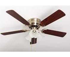 Pepeo GmbH Kisa Deluxe LatÃ³n Antiguo con iluminaciÃ³n Ventilador de Techo, 44 W, Palisandro/Nogal Oscuro, 105 cm