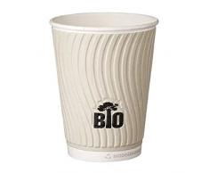 Tessera Bio Products Q530014EGT - Vasos de papel de doble pared a base de agua con pared exterior en relieve, diseño de árbol orgánico, capacidad de 12 onzas, altura de 90 mm, 25 unidades