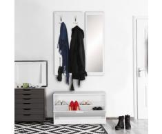 Wohnling Jana - Perchero de Pared con Espejo y Zapatero, Color Blanco