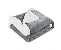PETTI Artigiani Italiani Sofa, Cama, Manta Reversible, Lana y Microfibra, Muy Suave y Cálida, 100% Made in Italy, Gris, 200x220 cm